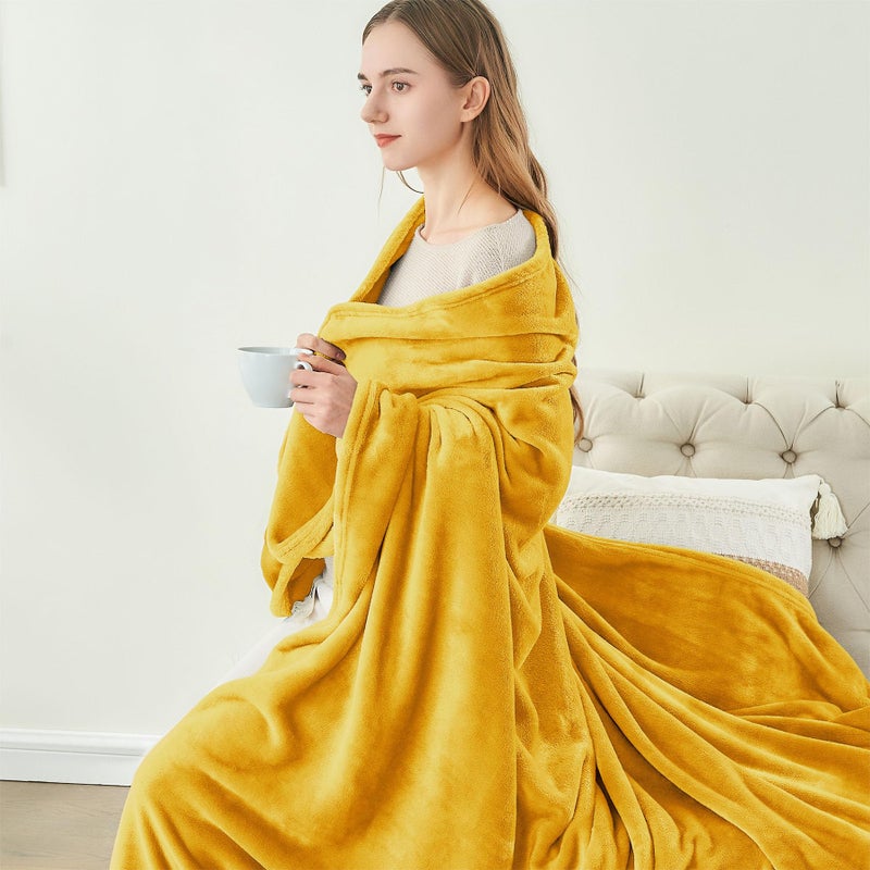 BEDELITE Fleece Blanket Yellow Throw Blanket for Couch & Bed, Luxury Plush Cozy Fuzzy Blanket 50" x 60", Super Soft Warm Lightweight Throw Blanket for Travel Camping - Image 4